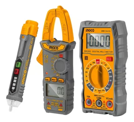 Set tester pinza amperimetro y multimetro ingco
